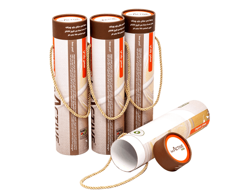 Emballage de tube en papier personnalisé avec poignée en corde pour bouteille d'huile d'olive